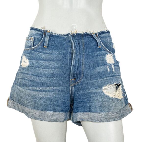 FRAME Denim Women's Le Cutoff Jeans Shorts Distressed Raw Hem Size 29 - Picture 8 of 10
